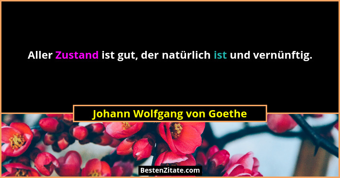 Aller Zustand ist gut, der natürlich ist und vernünftig.... - Johann Wolfgang von Goethe