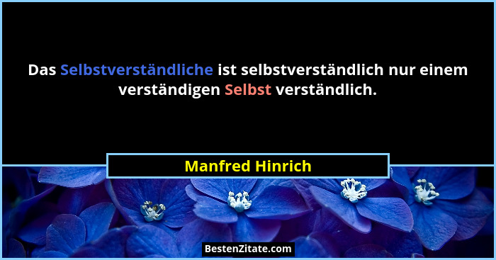 Das Selbstverständliche ist selbstverständlich nur einem verständigen Selbst verständlich.... - Manfred Hinrich