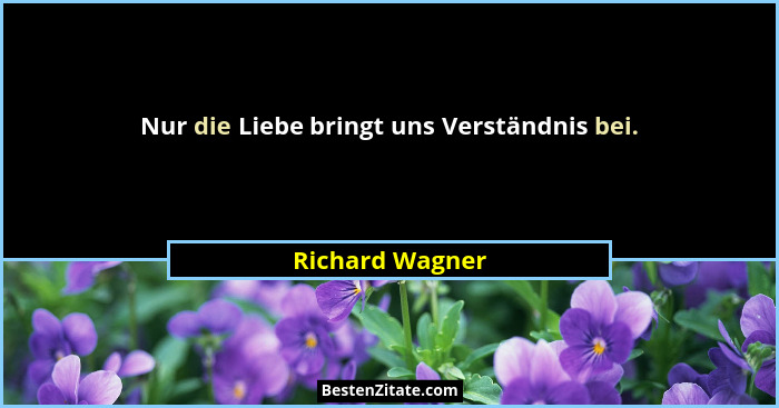 Nur die Liebe bringt uns Verständnis bei.... - Richard Wagner