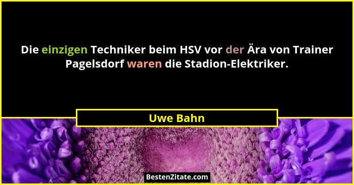 Die einzigen Techniker beim HSV vor der Ära von Trainer Pagelsdorf waren die Stadion-Elektriker.... - Uwe Bahn
