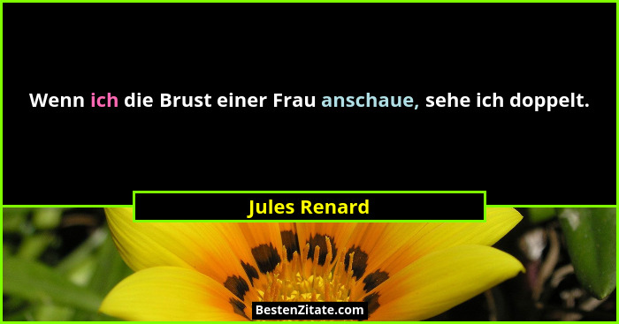 Wenn ich die Brust einer Frau anschaue, sehe ich doppelt.... - Jules Renard
