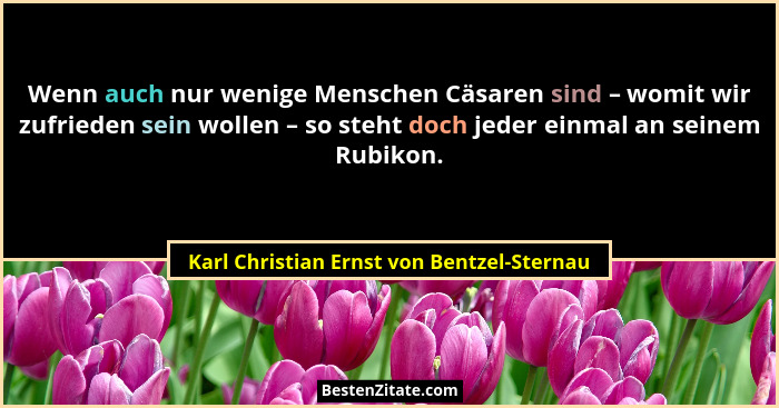 Wenn auch nur wenige Menschen Cäsaren sind – womit wir zufrieden sein wollen – so steht doch jeder einmal a... - Karl Christian Ernst von Bentzel-Sternau