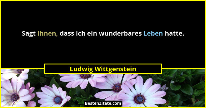 Sagt Ihnen, dass ich ein wunderbares Leben hatte.... - Ludwig Wittgenstein