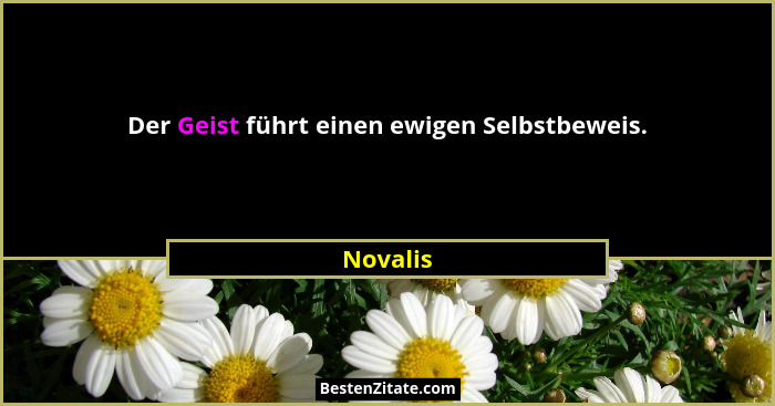Der Geist führt einen ewigen Selbstbeweis.... - Novalis