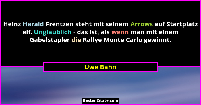 Heinz Harald Frentzen steht mit seinem Arrows auf Startplatz elf. Unglaublich - das ist, als wenn man mit einem Gabelstapler die Rallye Mon... - Uwe Bahn
