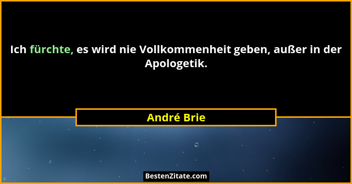 Ich fürchte, es wird nie Vollkommenheit geben, außer in der Apologetik.... - André Brie