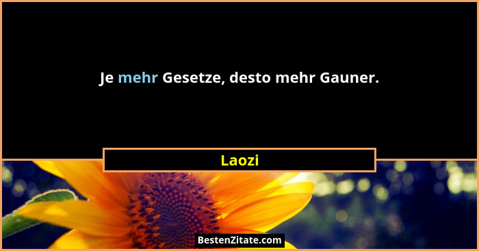 Je mehr Gesetze, desto mehr Gauner.... - Laozi