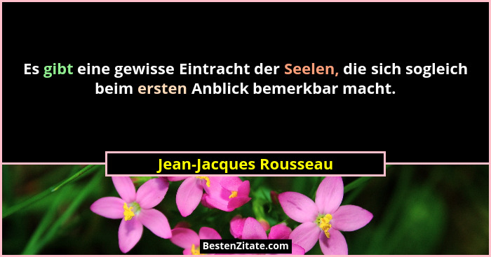 Es gibt eine gewisse Eintracht der Seelen, die sich sogleich beim ersten Anblick bemerkbar macht.... - Jean-Jacques Rousseau