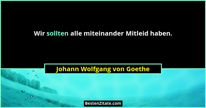 Wir sollten alle miteinander Mitleid haben.... - Johann Wolfgang von Goethe