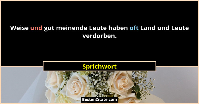 Weise und gut meinende Leute haben oft Land und Leute verdorben.... - Sprichwort