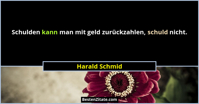Schulden kann man mit geld zurückzahlen, schuld nicht.... - Harald Schmid