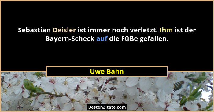 Sebastian Deisler ist immer noch verletzt. Ihm ist der Bayern-Scheck auf die Füße gefallen.... - Uwe Bahn