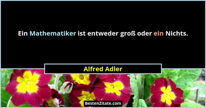 Ein Mathematiker ist entweder groß oder ein Nichts.... - Alfred Adler