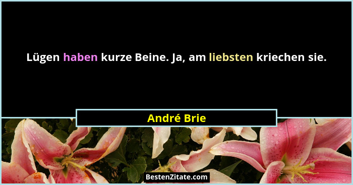Lügen haben kurze Beine. Ja, am liebsten kriechen sie.... - André Brie