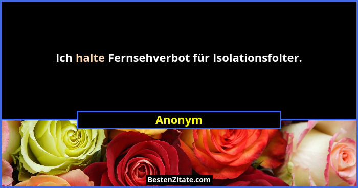 Ich halte Fernsehverbot für Isolationsfolter.... - Anonym