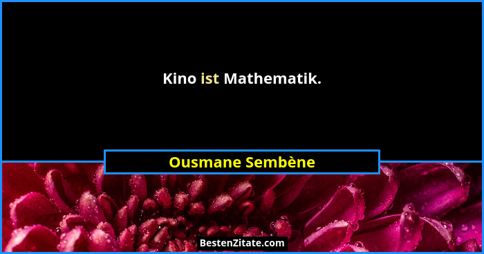 Kino ist Mathematik.... - Ousmane Sembène