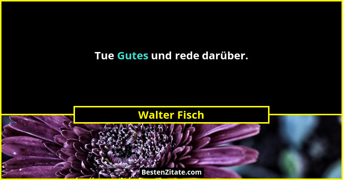 Tue Gutes und rede darüber.... - Walter Fisch