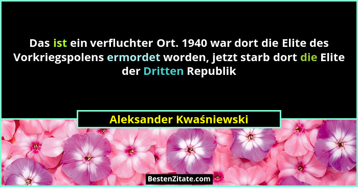 Das ist ein verfluchter Ort. 1940 war dort die Elite des Vorkriegspolens ermordet worden, jetzt starb dort die Elite der Drit... - Aleksander Kwaśniewski
