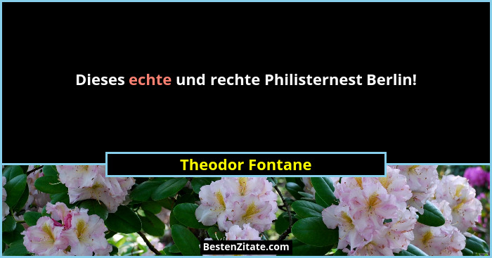 Dieses echte und rechte Philisternest Berlin!... - Theodor Fontane