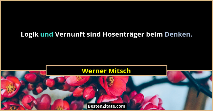Logik und Vernunft sind Hosenträger beim Denken.... - Werner Mitsch
