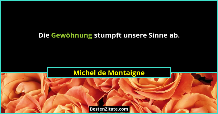 Die Gewöhnung stumpft unsere Sinne ab.... - Michel de Montaigne