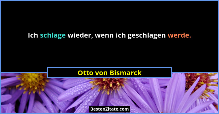 Ich schlage wieder, wenn ich geschlagen werde.... - Otto von Bismarck