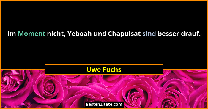 Im Moment nicht, Yeboah und Chapuisat sind besser drauf.... - Uwe Fuchs