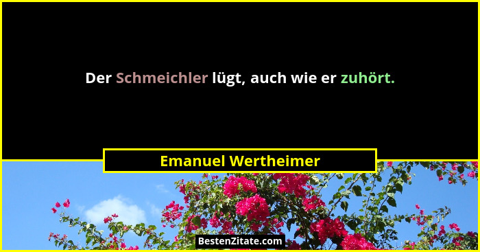 Der Schmeichler lügt, auch wie er zuhört.... - Emanuel Wertheimer