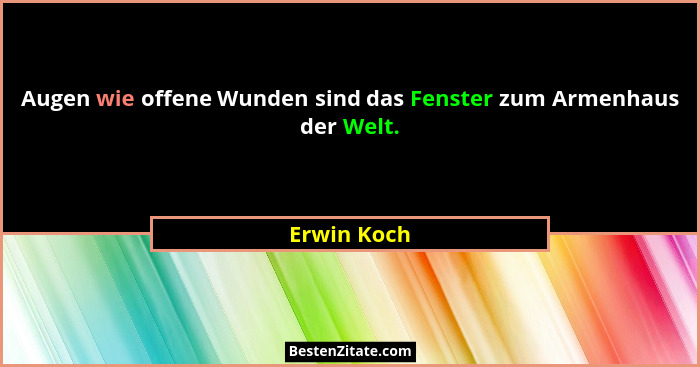 Augen wie offene Wunden sind das Fenster zum Armenhaus der Welt.... - Erwin Koch