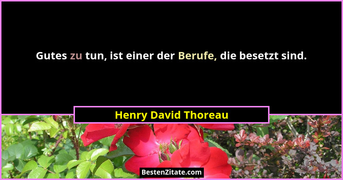 Gutes zu tun, ist einer der Berufe, die besetzt sind.... - Henry David Thoreau