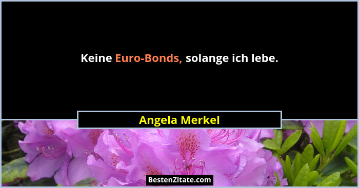 Keine Euro-Bonds, solange ich lebe.... - Angela Merkel
