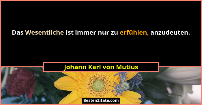 Das Wesentliche ist immer nur zu erfühlen, anzudeuten.... - Johann Karl von Mutius