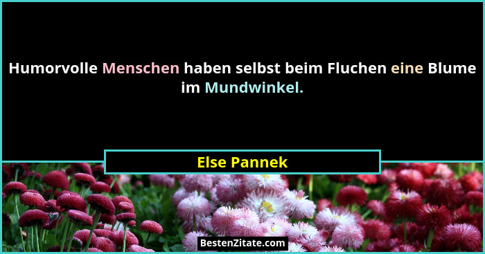 Humorvolle Menschen haben selbst beim Fluchen eine Blume im Mundwinkel.... - Else Pannek