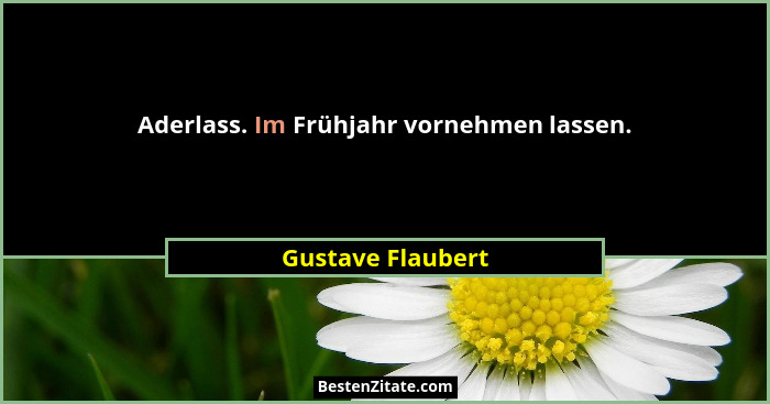 Aderlass. Im Frühjahr vornehmen lassen.... - Gustave Flaubert