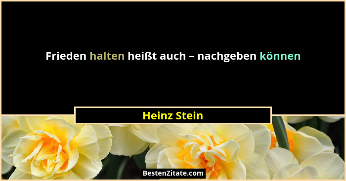 Frieden halten heißt auch – nachgeben können... - Heinz Stein