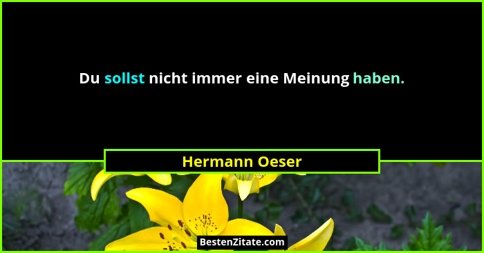 Du sollst nicht immer eine Meinung haben.... - Hermann Oeser