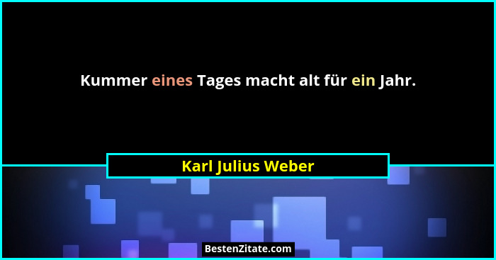 Kummer eines Tages macht alt für ein Jahr.... - Karl Julius Weber