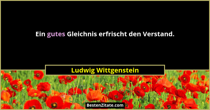 Ein gutes Gleichnis erfrischt den Verstand.... - Ludwig Wittgenstein