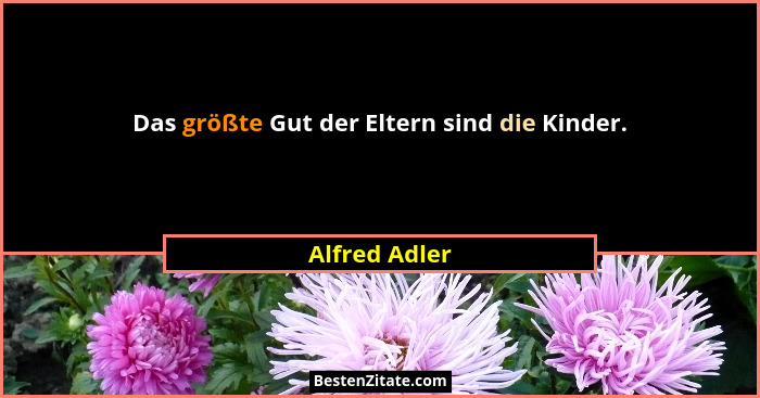 Das größte Gut der Eltern sind die Kinder.... - Alfred Adler