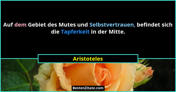 Auf dem Gebiet des Mutes und Selbstvertrauen, befindet sich die Tapferkeit in der Mitte.... - Aristoteles