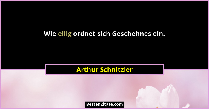 Wie eilig ordnet sich Geschehnes ein.... - Arthur Schnitzler