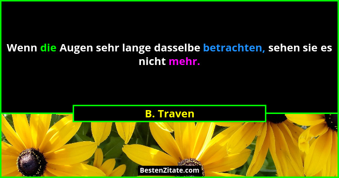 Wenn die Augen sehr lange dasselbe betrachten, sehen sie es nicht mehr.... - B. Traven