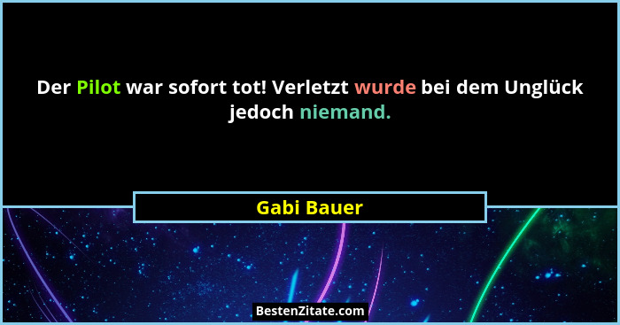 Der Pilot war sofort tot! Verletzt wurde bei dem Unglück jedoch niemand.... - Gabi Bauer