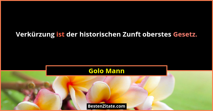 Verkürzung ist der historischen Zunft oberstes Gesetz.... - Golo Mann