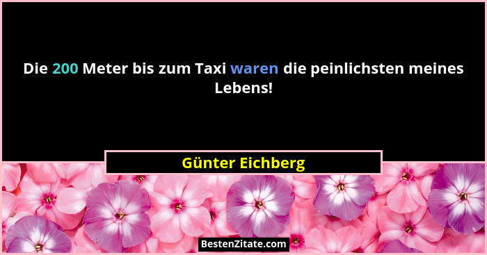 Die 200 Meter bis zum Taxi waren die peinlichsten meines Lebens!... - Günter Eichberg