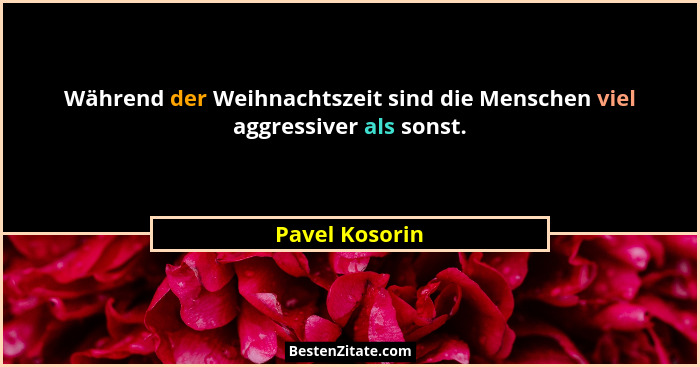 Während der Weihnachtszeit sind die Menschen viel aggressiver als sonst.... - Pavel Kosorin