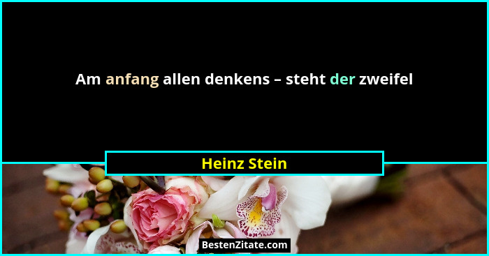 Am anfang allen denkens – steht der zweifel... - Heinz Stein