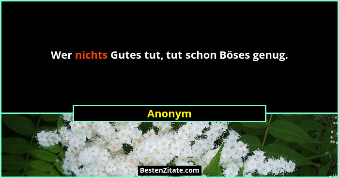 Wer nichts Gutes tut, tut schon Böses genug.... - Anonym
