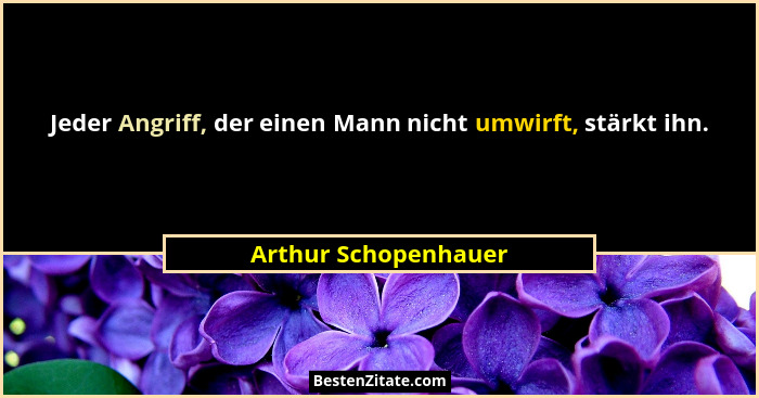 Jeder Angriff, der einen Mann nicht umwirft, stärkt ihn.... - Arthur Schopenhauer