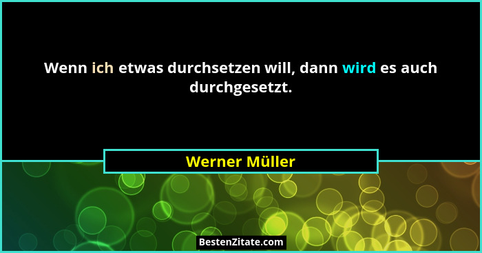 Wenn ich etwas durchsetzen will, dann wird es auch durchgesetzt.... - Werner Müller